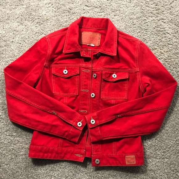 guess red denim jacket